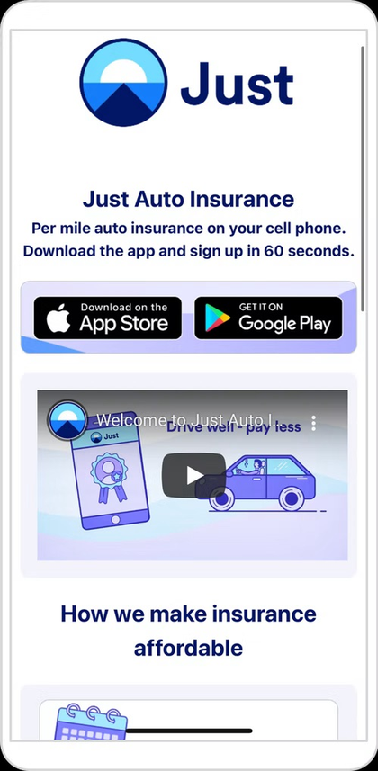Just Auto Insurance — built with Tapps
