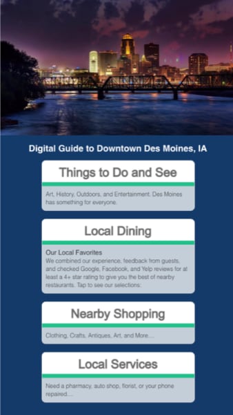 Travel Guide Downtown Des Moines — built with Tapps
